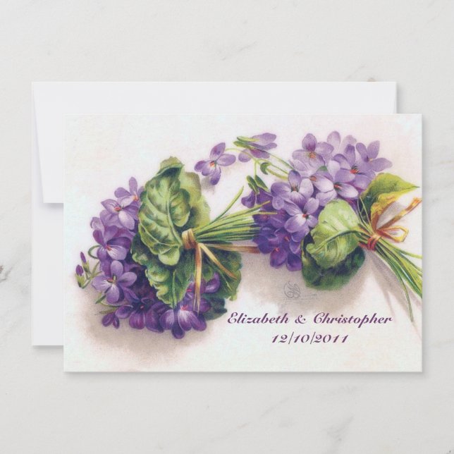 Invitation Bouquets Mariages aux fleurs de violet Vintage (Devant)