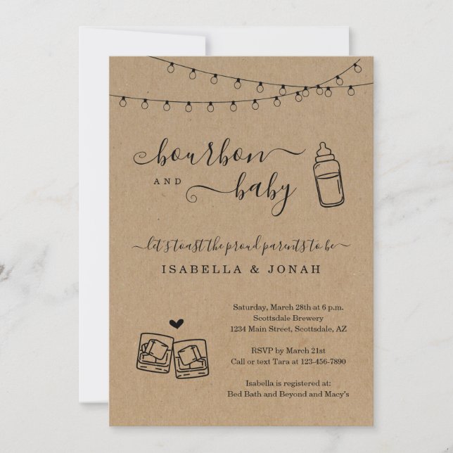 Invitation Bourbon et Baby shower (Devant)