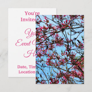 Invitation Bourgeons de fleurs roses sur un arbre