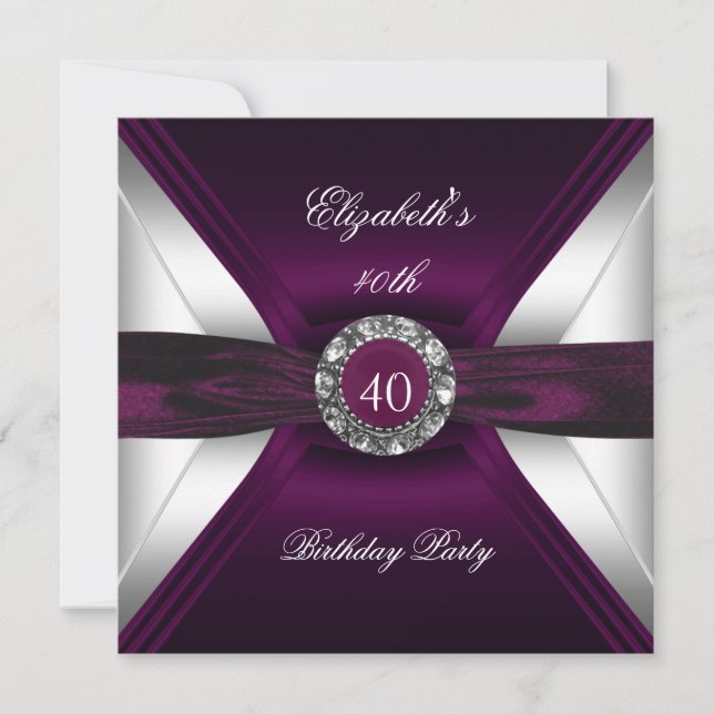 Invitation Bourgogne 40e anniversaire Diamond White Silver Pa (Devant)