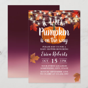 Invitation Bourgogne Automne Petit Baby shower Citrouille