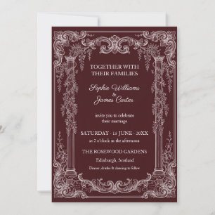 Invitation Bourgogne Baroque Rococo Argent Orné