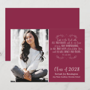 Invitation Bourgogne Bible chrétienne Verse Graduation Photo