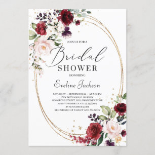 Invitation Bourgogne bleu rose floral or vert nuptiale