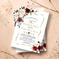 Bourgogne Blush Floral Gold Frame 50e anniversaire