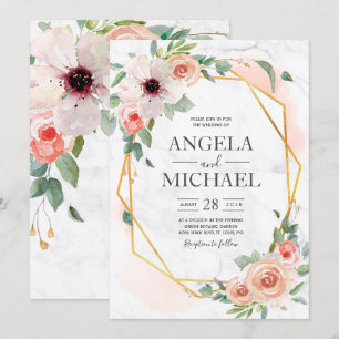 Invitation Bourgogne Blush Rose Gold Floral