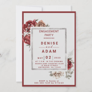 Invitation Bourgogne, Blush, White Roses