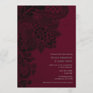 Invitation Bourgogne Bordeaux Noir Vintage Mariage