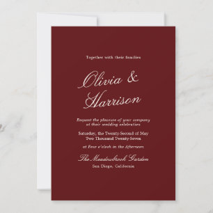Invitation Bourgogne Calligraphie Classique Vieille Fortune