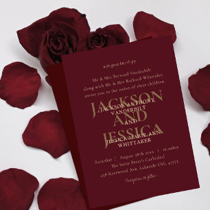 Invitation Bourgogne & Champagne Élégant minimaliste Mariage