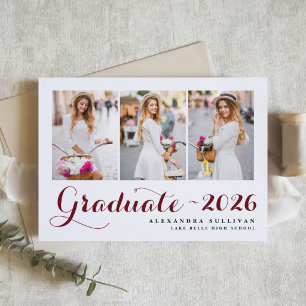 Invitation Bourgogne Classe de 2025 Collage photo Graduation