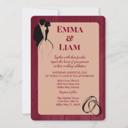 Invitation Bourgogne Dusty Rose Rustic Silhouette Mariage