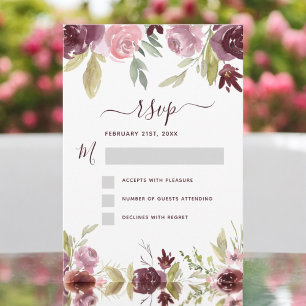 Invitation Bourgogne Élégant Moderne Floral Aquarelle RSVP