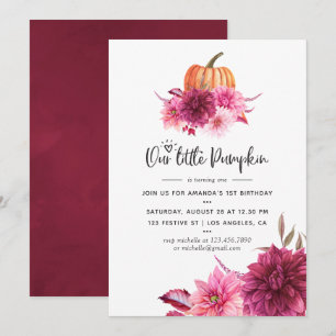 Invitation Bourgogne et automne orangé anniversaire Citrouill
