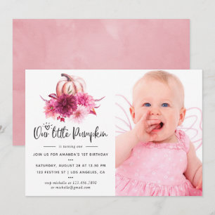 Invitation Bourgogne et automne orangé anniversaire Citrouill