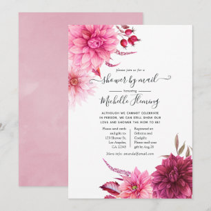 Invitation Bourgogne et Baby Shower automnal rose par courrie