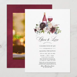 Invitation Bourgogne et floral rose en vin pour la célébratio