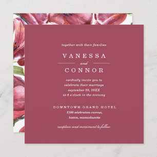 Invitation Bourgogne et pavots Classic Boho Floral Mariage