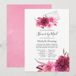 Invitation Bourgogne et rose Chute nuptiale ou Baby shower pa