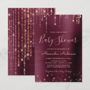 Invitation Bourgogne et Rose Gold Baby shower Party