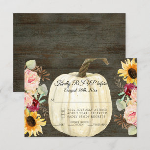 Invitation Bourgogne Fleur de Tournesol et Citrouille Bois So