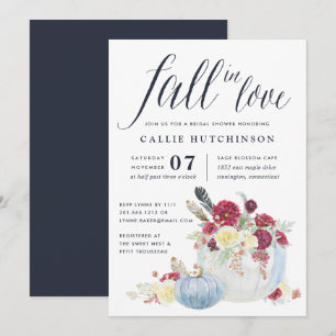 Invitation Bourgogne Floral & Automne Citrouille Fête des mar