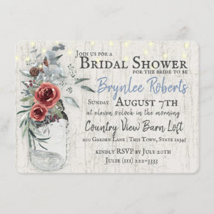 Invitation Bourgogne Floral et Jar Rustic Fête des mariées