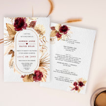 Bourgogne Floral Pampas Grass Tout en un Mariage