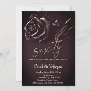 Invitation Bourgogne gothique Rose foncé 60e anniversaire
