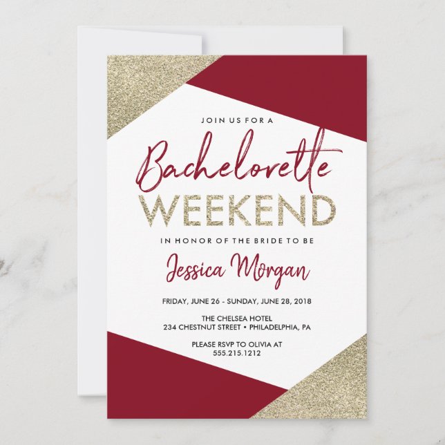 Invitation Bourgogne Itinéraire Du Week-End De Bachelorette (Devant)