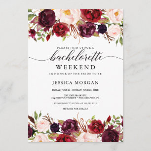 Invitation Bourgogne Marsala Bachelorette Week-end