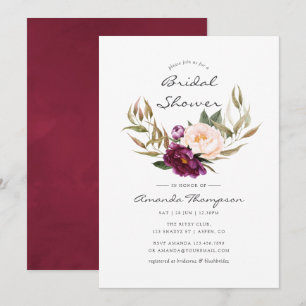 Invitation Bourgogne - Marsala et Fête des mariées florale de