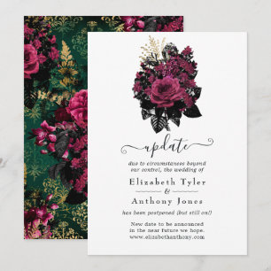 Invitation Bourgogne - Marsala et Gold Floral Mariage