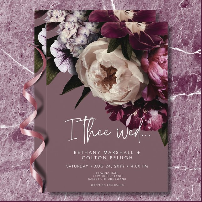 Invitation Bourgogne moderne et pivoines de crème Mariage flo (Modern Burgundy & Cream Peonies Floral Wedding Invitation)