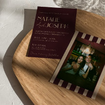 Bourgogne Or Vieil Argent Rayures Photo Mariage