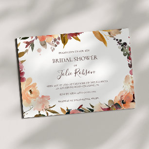 Invitation Bourgogne Orange Floral Fête des mariées horizonta