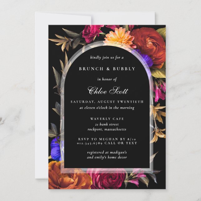 Invitation Bourgogne Orange Purple Automne Bridal Brunch & Bu (Devant)