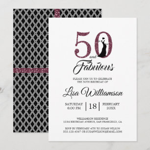Invitation Bourgogne Parties scintillant 50 Fabuleuse fête du