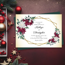 Bourgogne Poinsettias Gold Frame Mariage de Noël