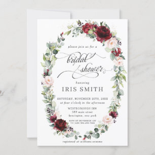 Invitation Bourgogne Rose Blush Fête des mariées de verdure f