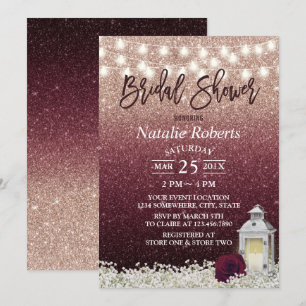 Invitation Bourgogne & Rose Gold Fête des mariées blanche