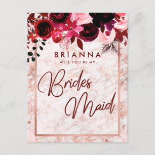 Invitation Bourgogne & Rose Gold Serez-Vous Ma Servante D'Acc