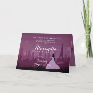 Invitation Bourgogne Rose rose Paris Feu d'artifice Quinceañe