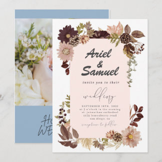 Invitation Bourgogne Rouge Bleu Or Mariage géométrique de ver