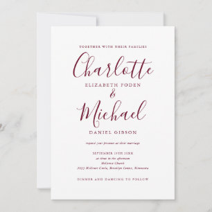 Invitation Bourgogne Tout En Un Simple Mariage Élégant