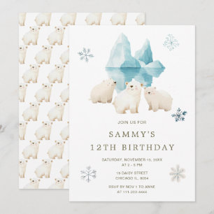 Invitation Bours polaires d'hiver mignons Fête d'anniversaire