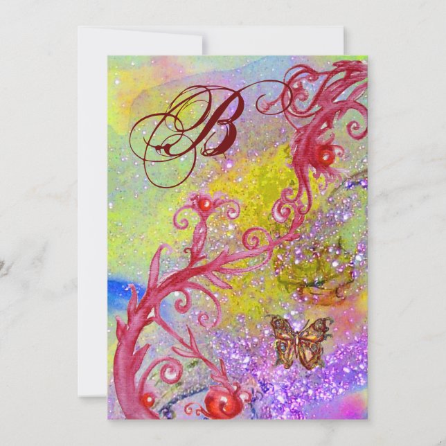 Invitation BOUTEILLE DANS PURPLE SPARKLE 2 Mariage Monogramme (Devant)