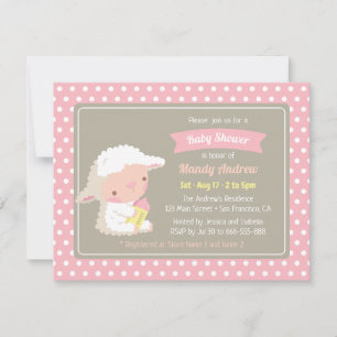 Invitation Bouteille de lait d'agneau mûr Baby shower rose