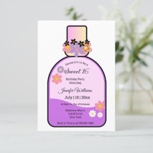 Invitation bouteille de parfum rose rétro douce 16 minimalist