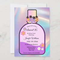 bouteille de parfum rose rétro doux 16 holographiq